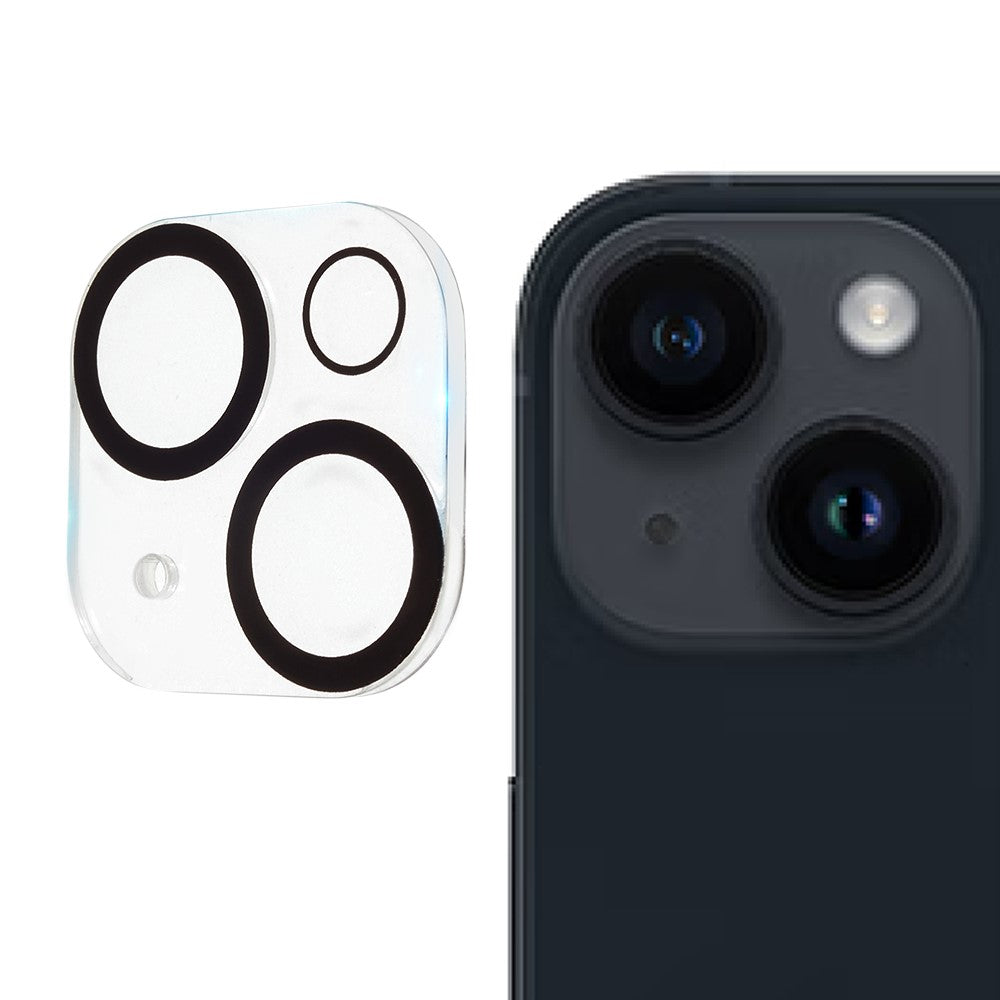 For iPhone 15 / 15 Plus Tempered Glass 3D Camera Lens Film Silk Printing Anti-scratch Phone Lens Protector