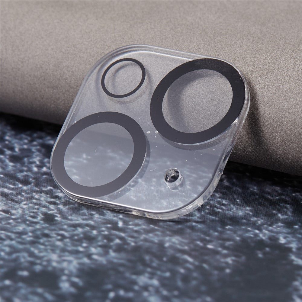 For iPhone 15 / 15 Plus Tempered Glass 3D Camera Lens Film Silk Printing Anti-scratch Phone Lens Protector