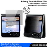 IMAK Privacy Outer Screen Protector for Samsung Galaxy Z Flip5 5G, Anti-Peeping Full Glue Tempered Glass Film