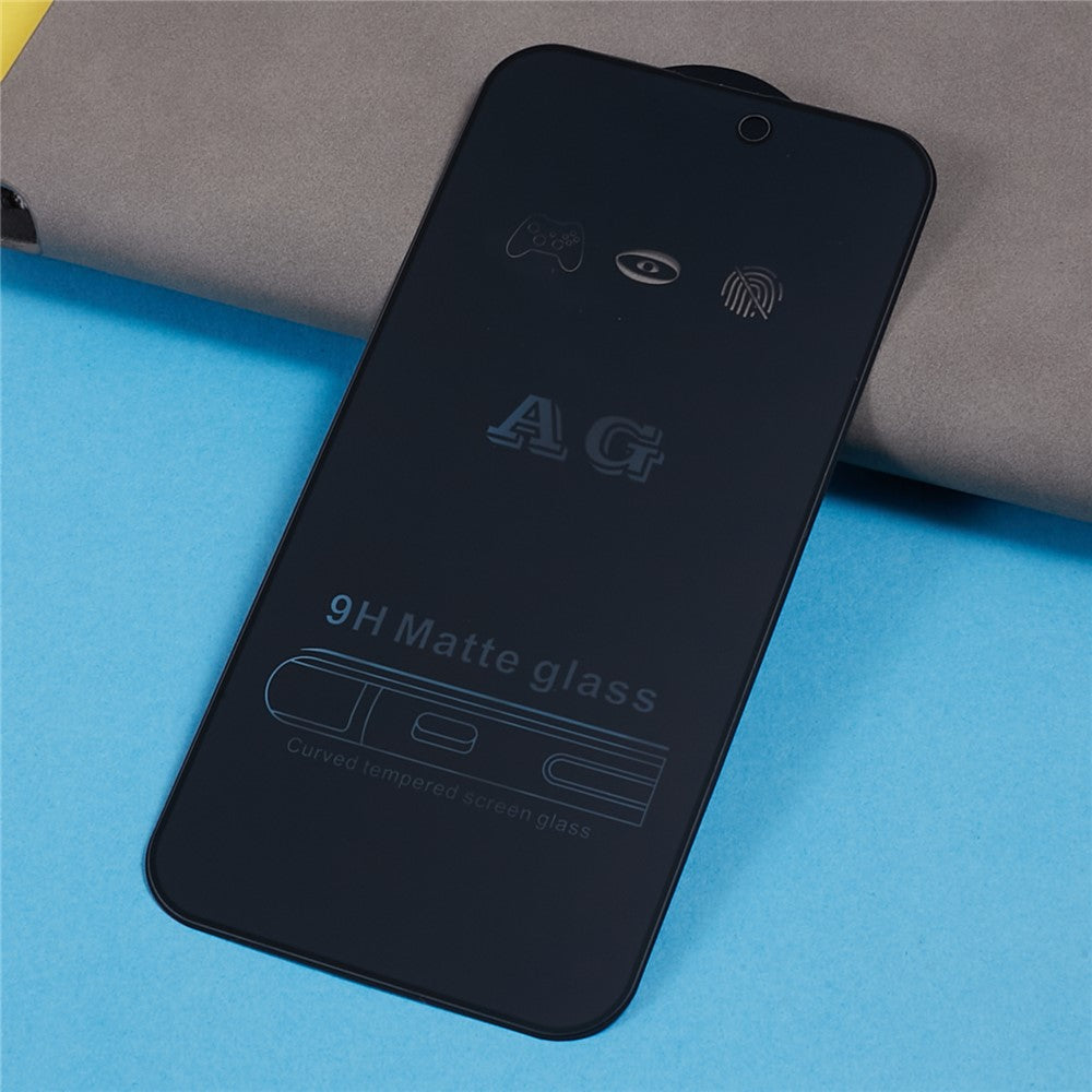 For iPhone 15 Pro Max AG Matte Screen Protector Tempered Glass Full Cover Anti-fingerprint Shield Film