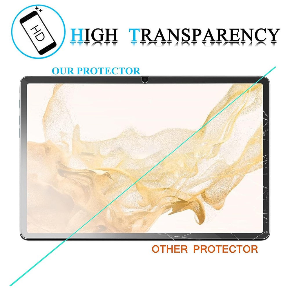 2 stk. skærmbeskytter til Samsung Galaxy Tab S10 FE / S9 FE / S9 / S8 / S7 hærdet glas gennemsigtighed 2.5D fuld dækning film