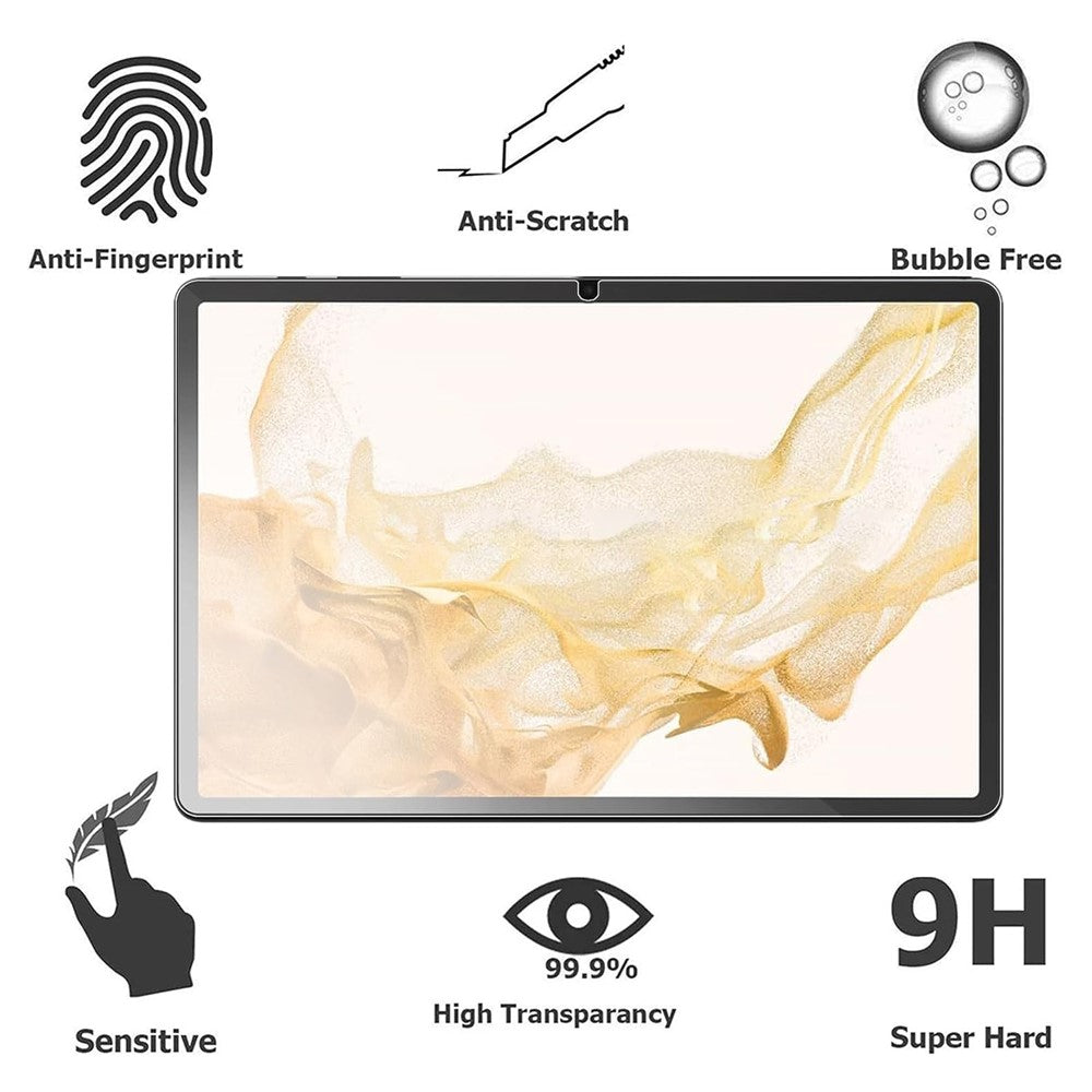 2 stk. skærmbeskytter til Samsung Galaxy Tab S10 FE / S9 FE / S9 / S8 / S7 hærdet glas gennemsigtighed 2.5D fuld dækning film