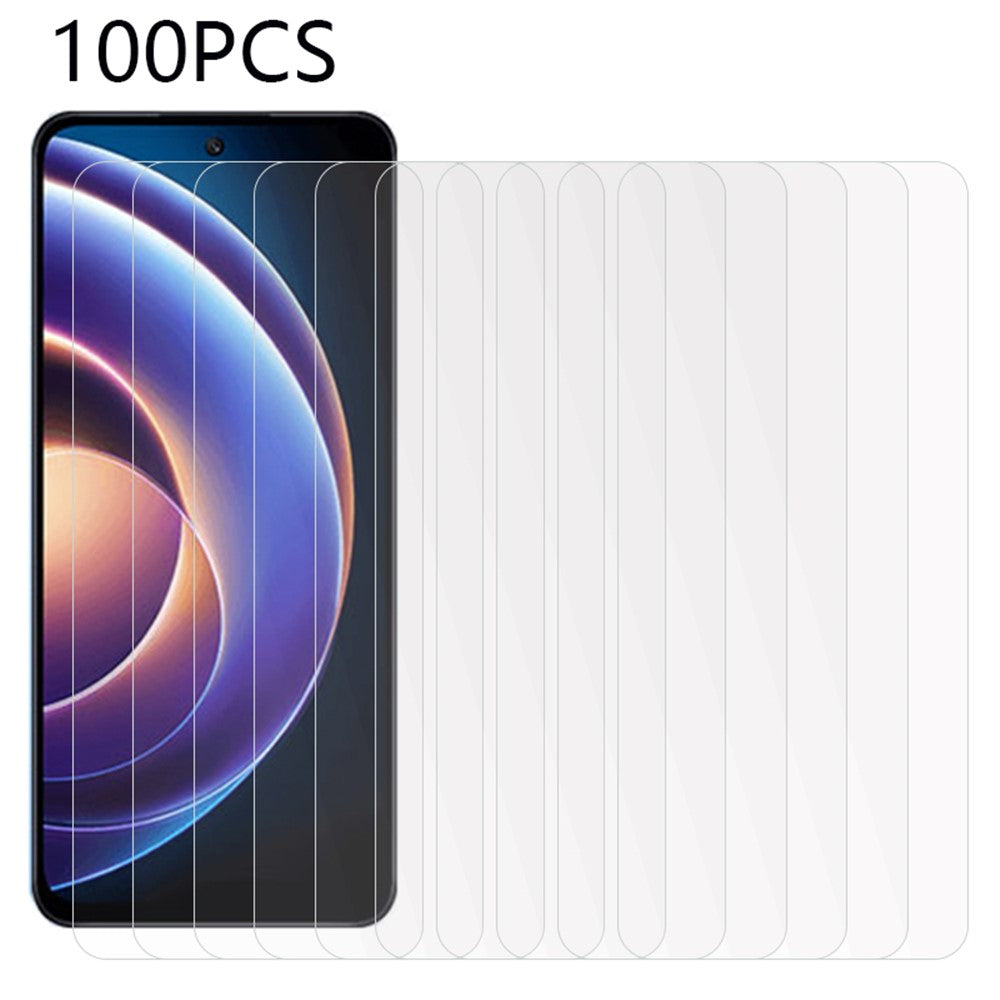 100Pcs For Xiaomi Redmi Note 12R 5G / Poco M6 Pro 5G Tempered Glass Phone Screen Protector Crystal Clear Screen Film (No Package, with Wipes Set, Dust-absorber, Guide Sticker)