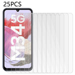 25 st. för Samsung Galaxy F34 5G / M34 5G reptålig skärmskyddsfilm i härdat glas för mobil (ingen förpackning, med våtservetter, dammuppsamlare, guideklistermärke)