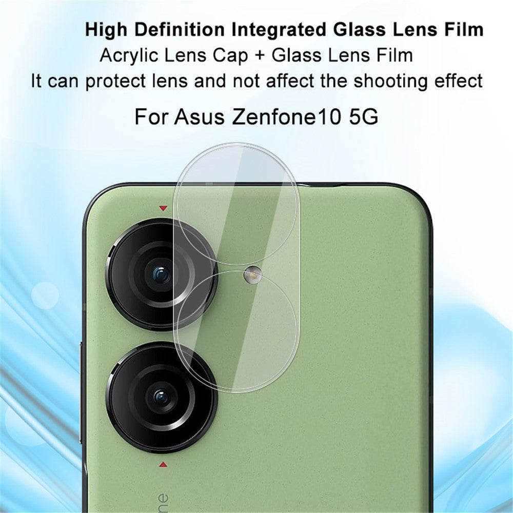 IMAK Kameralinsefilm til Asus Zenfone 10 5G, integreret hærdet glaslinsebeskytter + akryllinsedæksel