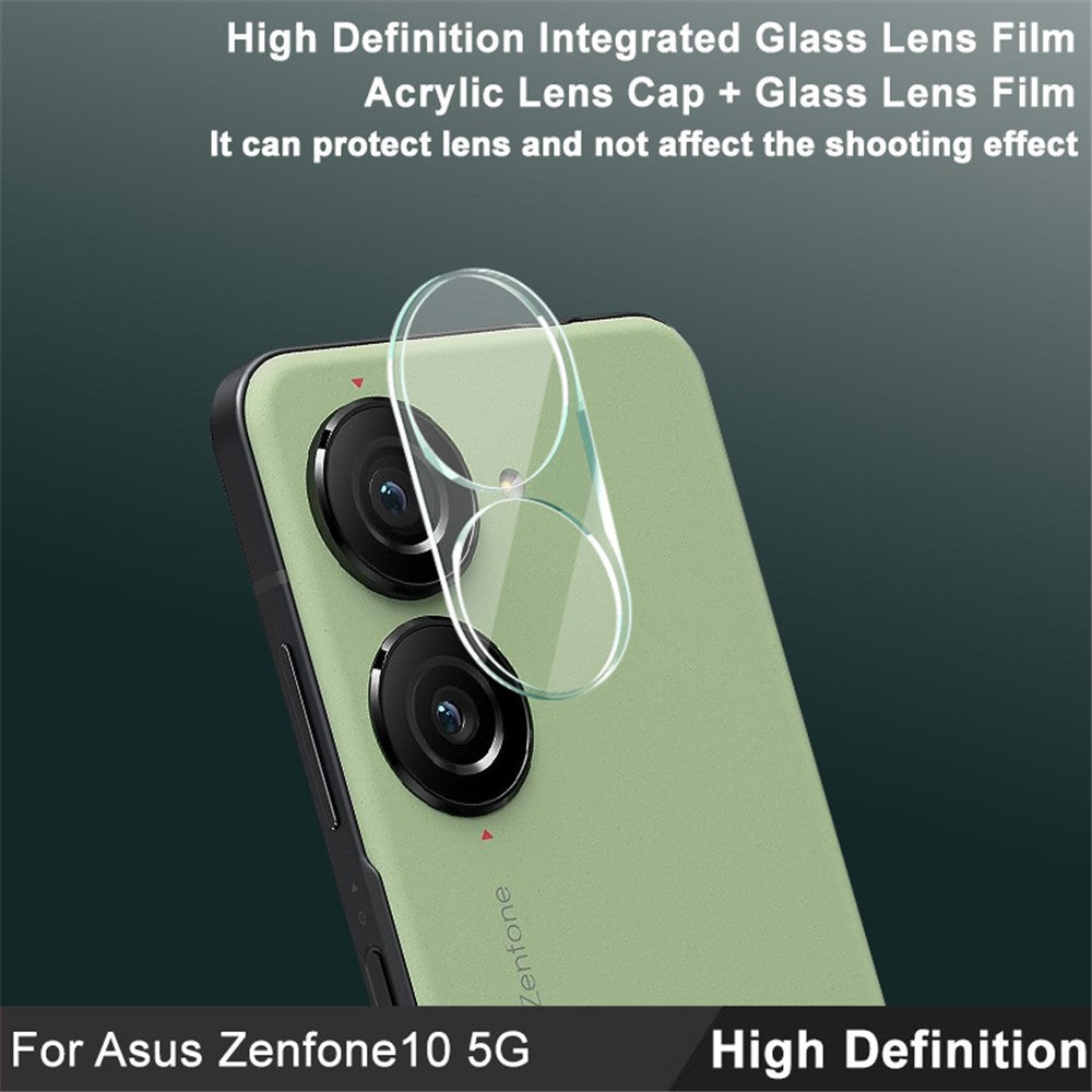 IMAK Kameralinsefilm til Asus Zenfone 10 5G, integreret hærdet glaslinsebeskytter + akryllinsedæksel