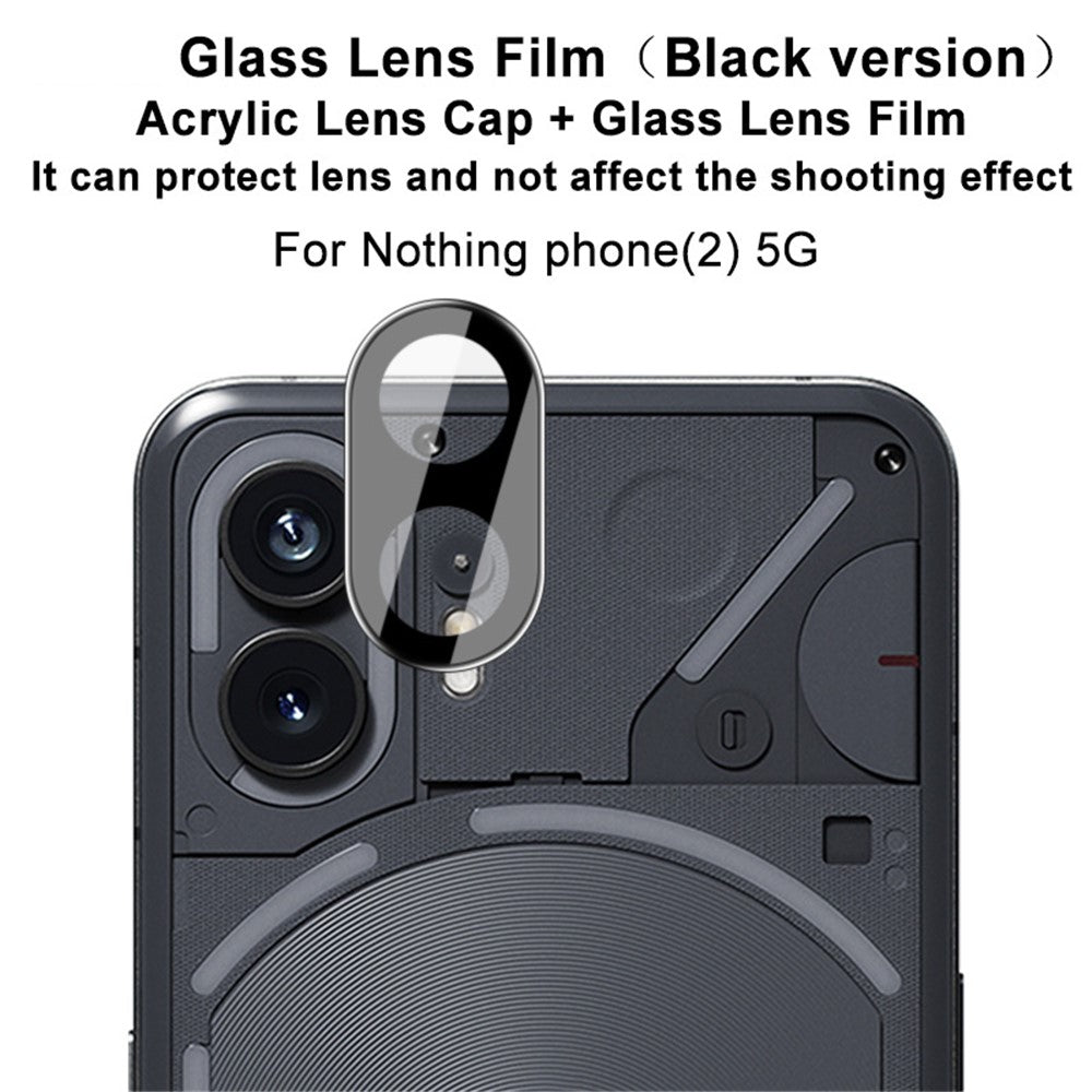 IMAK til Nothing Phone (2) kameralinsebeskytter hærdet glas baglinsefilm+akryllinsedæksel (sort version)