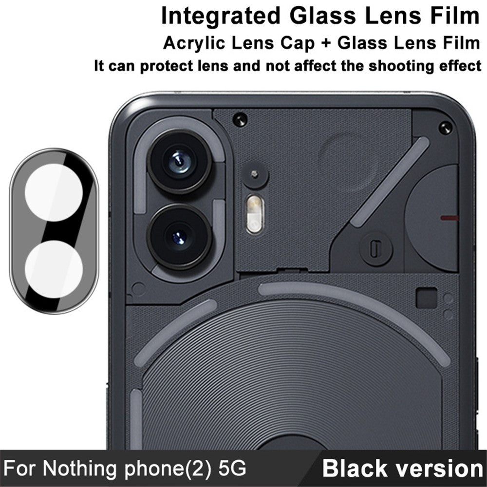 IMAK til Nothing Phone (2) kameralinsebeskytter hærdet glas baglinsefilm+akryllinsedæksel (sort version)