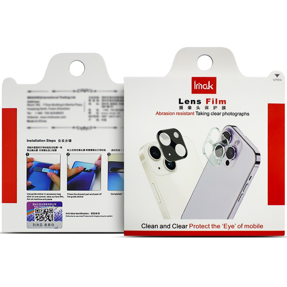 IMAK til Nothing Phone (2) kameralinsebeskytter hærdet glas baglinsefilm+akryllinsedæksel (sort version)