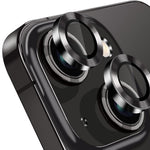 For iPhone 15 / 15 Plus Camera Lens Protector Set CD Vein Tempered Glass + Metal Ring Lens Film