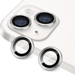 For iPhone 15 / 15 Plus Camera Lens Protector Set CD Vein Tempered Glass + Metal Ring Lens Film