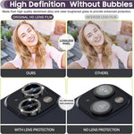 For iPhone 15 / 15 Plus Camera Lens Protector Set Glitter Metal Ring Tempered Glass Back Lens Film