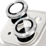 For iPhone 15 / 15 Plus Camera Lens Protector Set Glitter Metal Ring Tempered Glass Back Lens Film