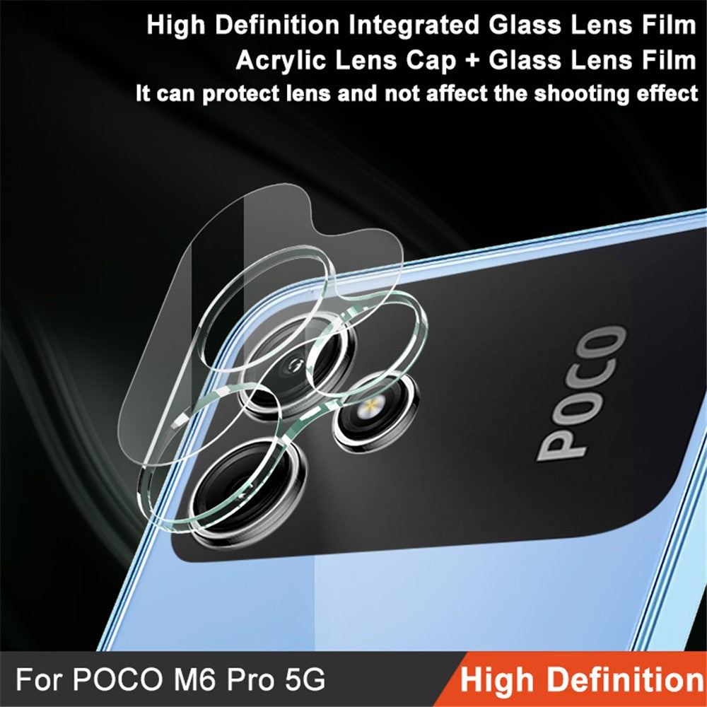 IMAK til Xiaomi Redmi 12 5G (Global) / Poco M6 Pro 5G HD klart objektivbeskyttelsesglas, integreret hærdet glasfilm + akrylobjektivbeskyttelse