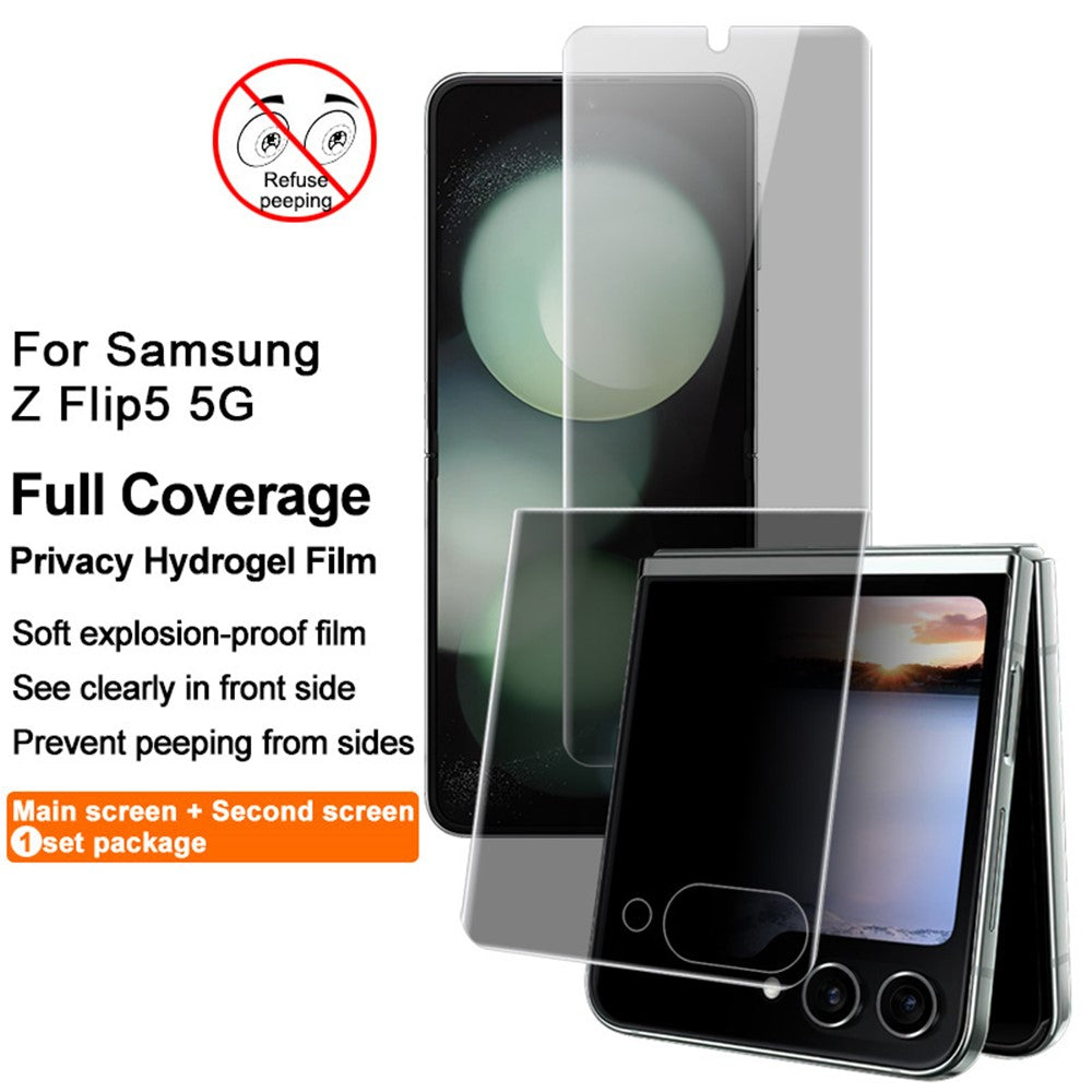 IMAK Anti-spy Hydrogel Film III For Samsung Galaxy Z Flip5 5G Front + Rear Small Screen Protector TPU Film