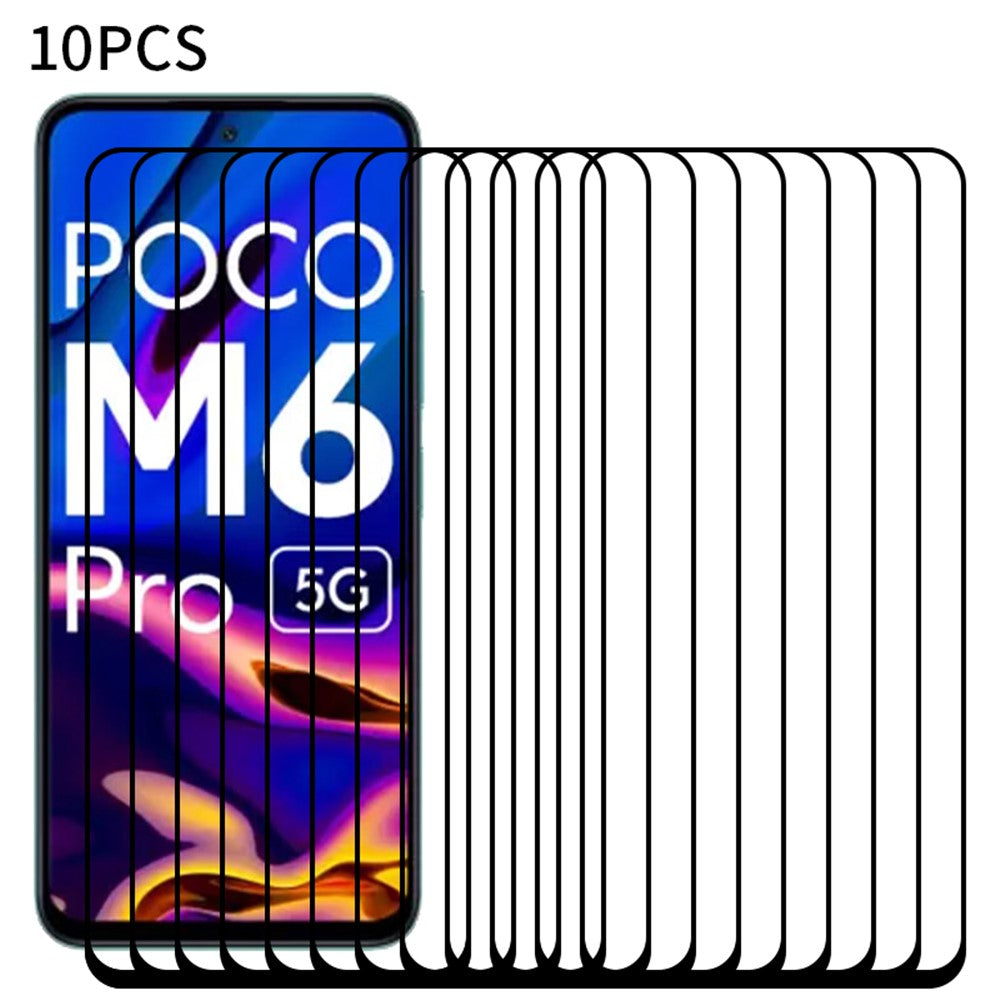 RURIHAI 10Pcs For Xiaomi Redmi 12 5G (Global) / Poco M6 Pro 5G Screen Protector 2.5D 0.26mm Secondary Hardening High Aluminum-silicon Glass Film