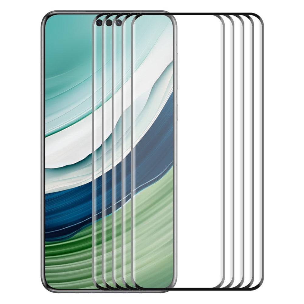 ENKAY HAT PRINCE 5 stk. 3D-bøjet hærdet glasfilm til Huawei Mate 60 Pro+ / Mate 60 Pro, varmformet med sidelime og understøttelse af fingeraftrykslåsning
