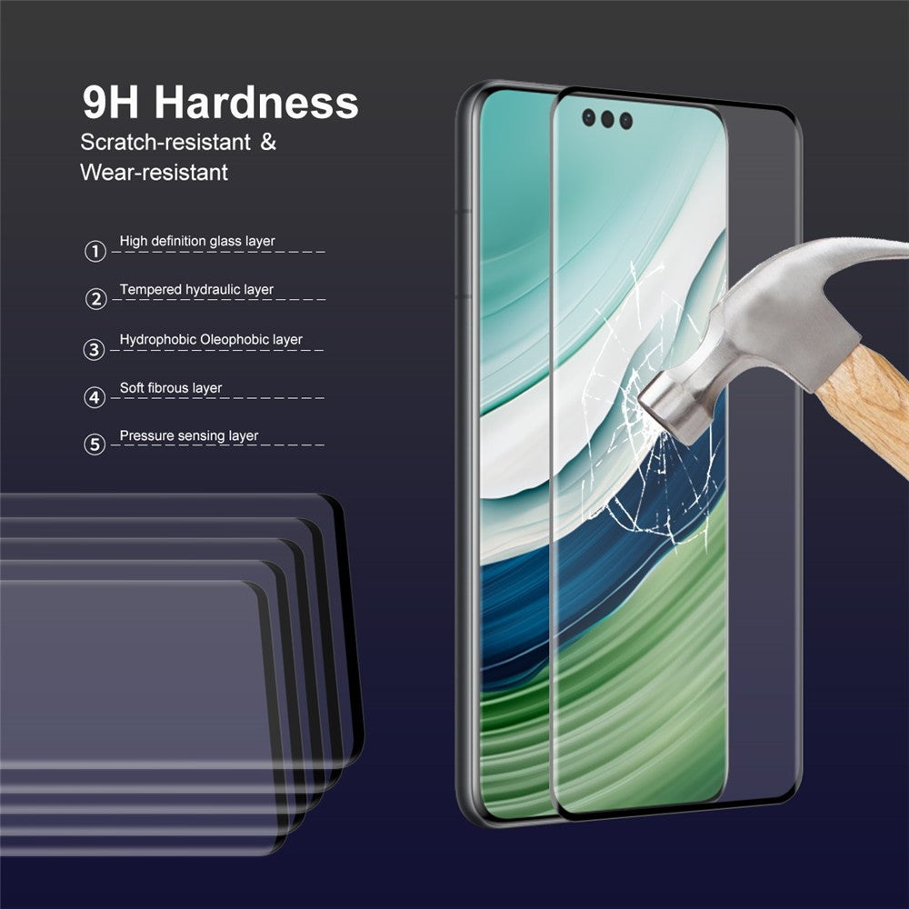 ENKAY HAT PRINCE 2PCS for Huawei Mate 60 Pro+ / Mate 60 Pro 3D Curved Tempered Glass Hot Bending Side Glue Screen Protector Support Fingerprint Unlock