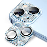 ENKAY HAT PRINCE För iPhone 15/15 Plus Bling Linsfilm Strass Dekor Aluminiumlegering + Härdat Glas Kameraskydd