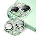 ENKAY HAT PRINCE För iPhone 15/15 Plus Bling Linsfilm Strass Dekor Aluminiumlegering + Härdat Glas Kameraskydd