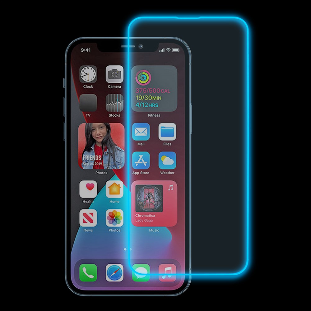 Til iPhone 12 mini Luminous Edge telefon skærmbeskytter mellem aluminium oxid hærdet glas anti-ridse skærmfilm