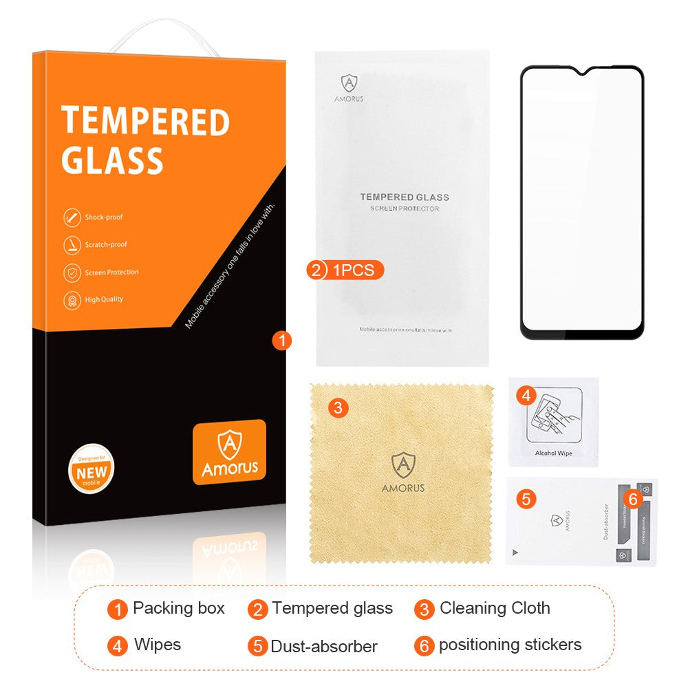 AMORUS 2Pcs For Oppo A78 5G / A58 5G Full Screen Protector Tempered Glass Full Glue Silk Printing Film