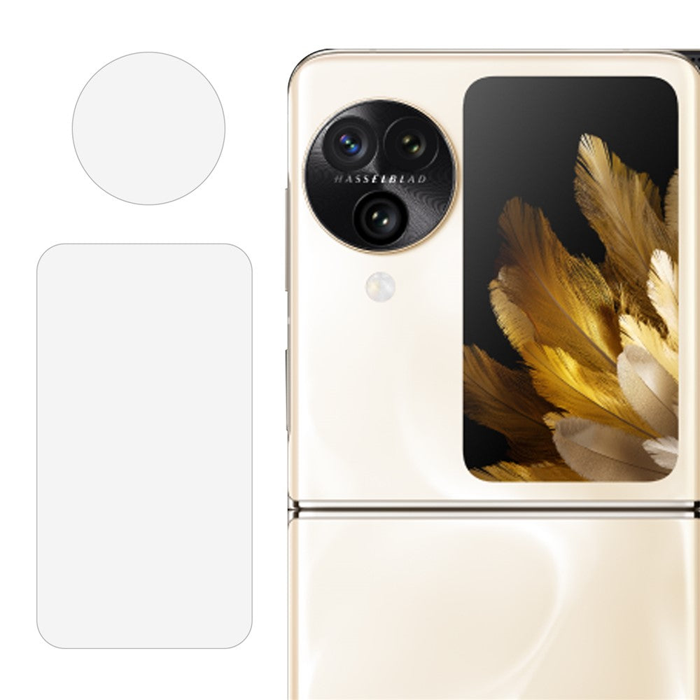 Oppo Find N3 Flip 5G Kameralinsskydd 2.5D Arc Edge Härdat Glas Linsfilm + Bakre Liten Skärmfilm