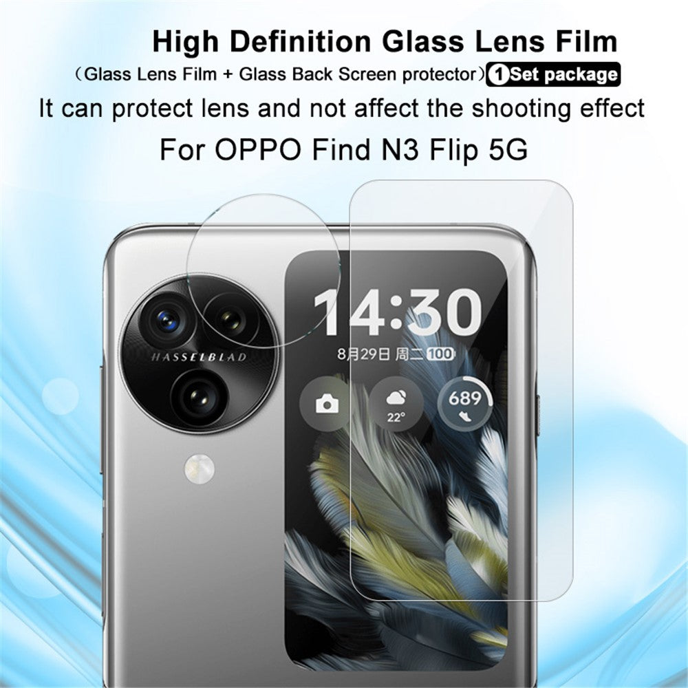 IMAK For Oppo Find N3 Flip 5G Tempered Glass Camera Lens Film with Rear Small Screen Protector Set