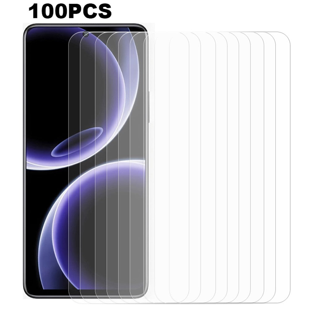100 stk. supertransparent hærdet glas-skærmfilm til Honor X40 GT Racing-mobil (ingen emballage, med vådservietter, støvopsamler, guidemærkat)
