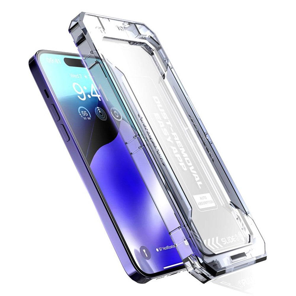 For iPhone 15 Pro Max Dust-free Installation Tempered Glass Film Silk Printing HD Clear Full Screen Protector