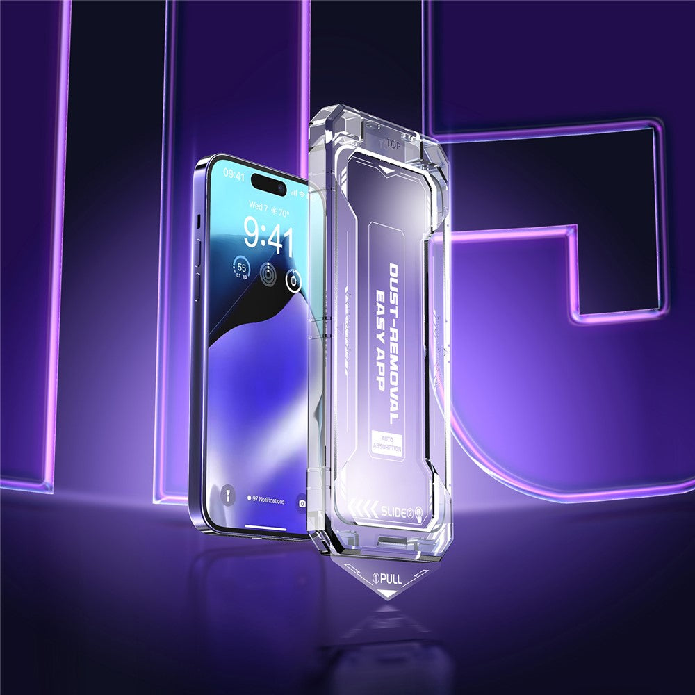 For iPhone 15 Pro Max Dust-free Installation Tempered Glass Film Silk Printing HD Clear Full Screen Protector