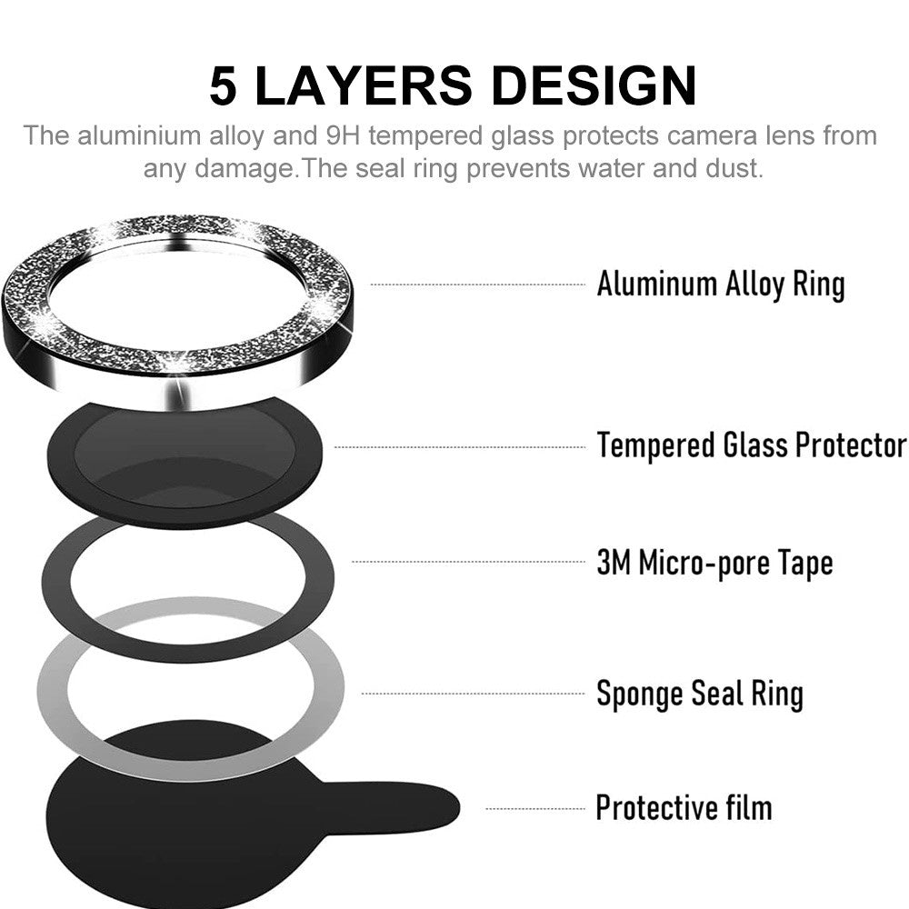 ENKAY HAT PRINCE For iPhone 15 / 15 Plus Camera Lens Protector Glitter Tempered Glass Lens Film