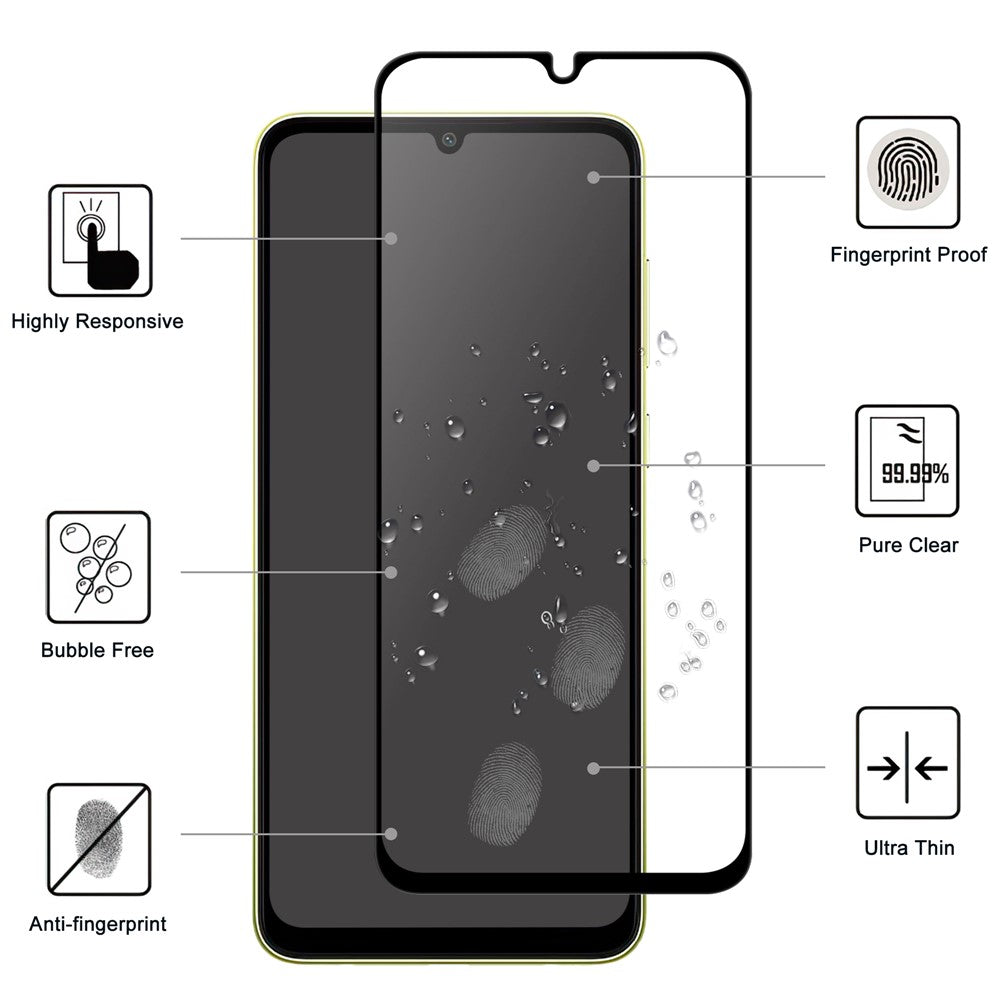 For Samsung Galaxy A05 4G AGC Tempered Glass with Black Edge Full Glue Full Coverage Screen Protector