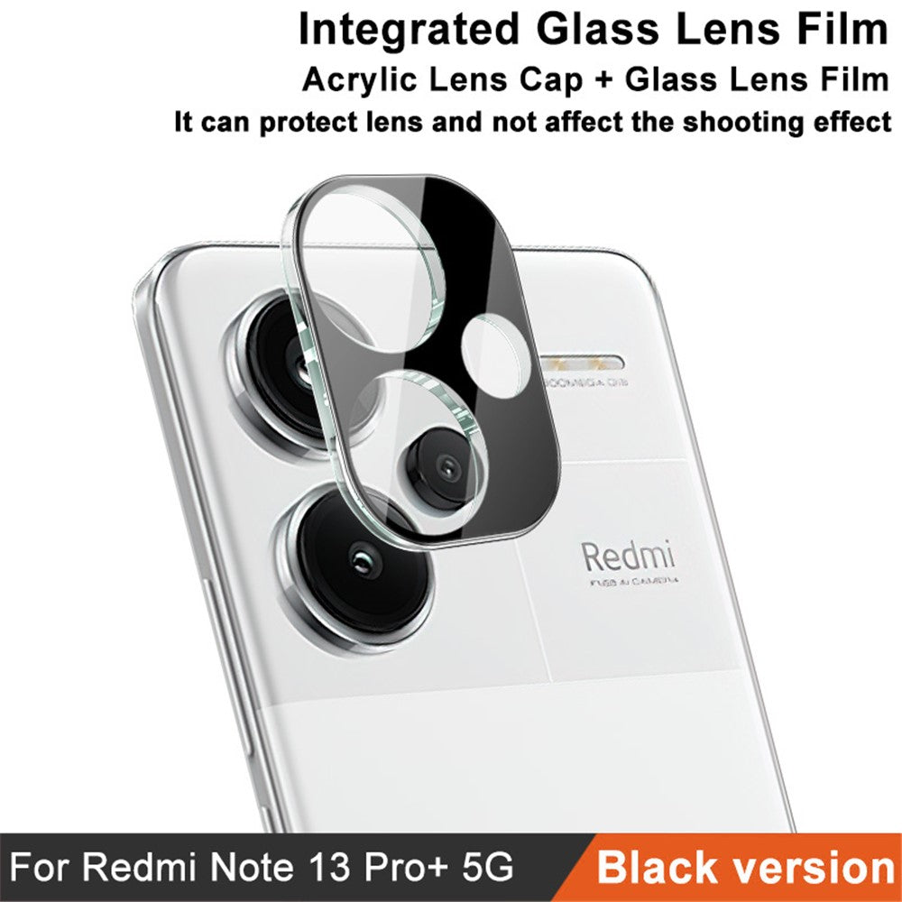 IMAK For Xiaomi Redmi Note 13 Pro+ 5G Camera Lens Film Ultra Clear Tempered Glass Lens Protector+Acrylic Lens Cap (Black Version)