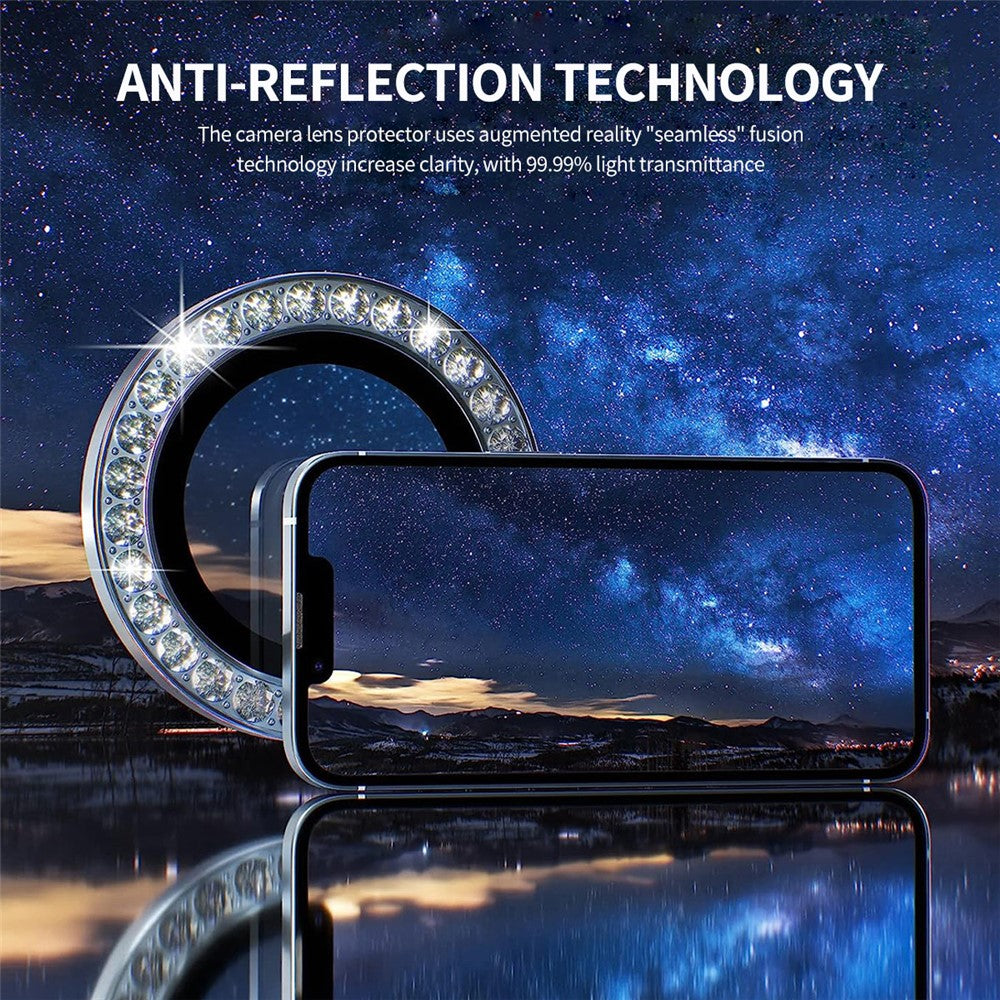ENKAY HAT PRINCE 1 Set For iPhone 15 / 15 Plus Camera Lens Protector AR HD Clear Rhinestone Rear Lens Film