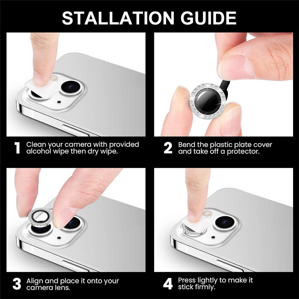 ENKAY HAT PRINCE 1 Set For iPhone 15 / 15 Plus Camera Lens Protector AR HD Clear Rhinestone Rear Lens Film