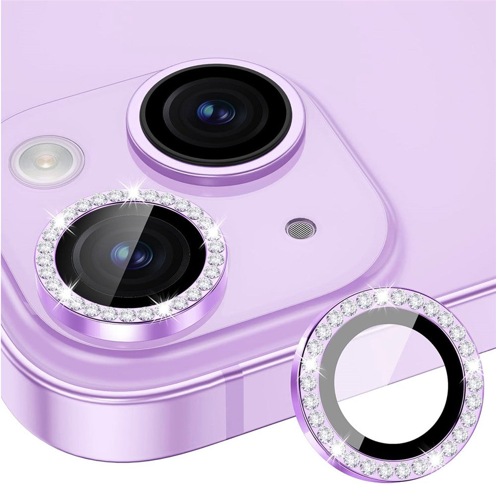 ENKAY HAT PRINCE 1 Set For iPhone 15 / 15 Plus Camera Lens Protector AR HD Clear Rhinestone Rear Lens Film