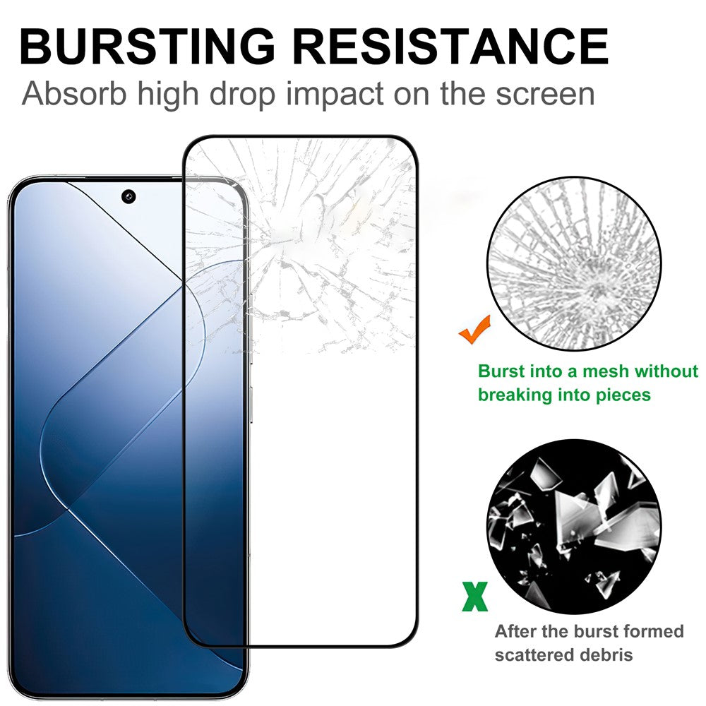 For Xiaomi 14 AGC Tempered Glass with Black Edge Full Glue Full Coverage Screen Protector