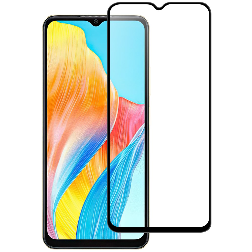 Oppo A38 4G AGC Härdat Glas med Svart Kant Heltäckande Skärmskydd