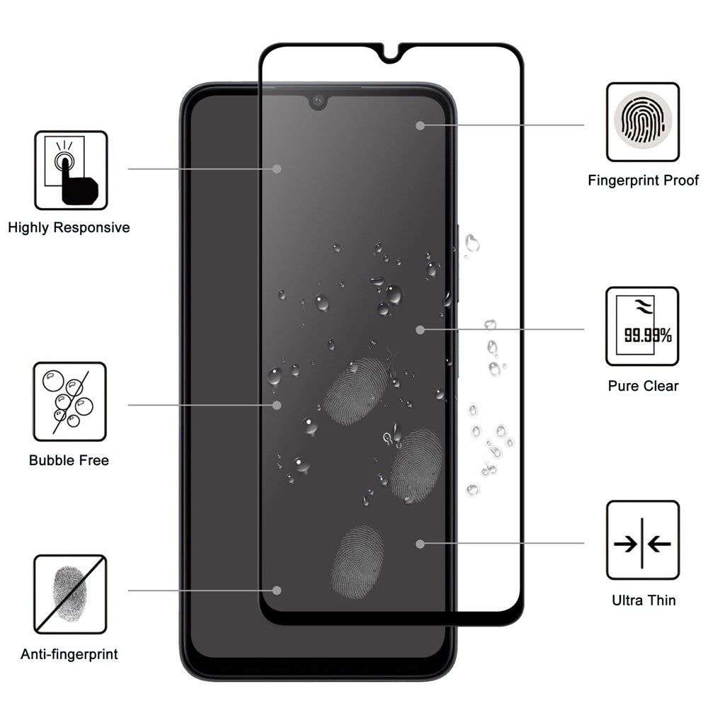 For Xiaomi Redmi 13C 4G / 13C 5G / Poco C65 4G / Poco M6 5G / 13R 5G AGC Tempered Glass with Black Edge Full Glue Full Coverage Screen Protector