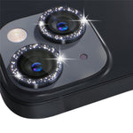 NORTHJO 1 Set For iPhone 15 / 15 Plus Glitter Camera Lens Protector Tempered Glass+Metal Ring Cover Film