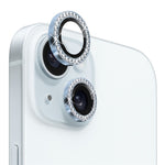 NORTHJO 1 Set For iPhone 15 / 15 Plus Rhinestone Lens Protector Tempered Glass + Metal Rear Camera Lens Film
