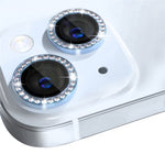NORTHJO 1 Set For iPhone 15 / 15 Plus Rhinestone Lens Protector Tempered Glass + Metal Rear Camera Lens Film