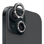 NORTHJO 1 Set For iPhone 15 / 15 Plus Rhinestone Lens Protector Tempered Glass + Metal Rear Camera Lens Film