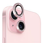 NORTHJO 1 Set For iPhone 15 / 15 Plus Rhinestone Lens Protector Tempered Glass + Metal Rear Camera Lens Film