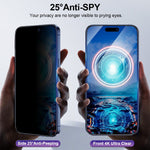 YONGPOLY Til iPhone 15 Pro Max Hærdet Glasfilm Automatisk Støvfjernelse 25-graders Privatlivsskærmbeskytter