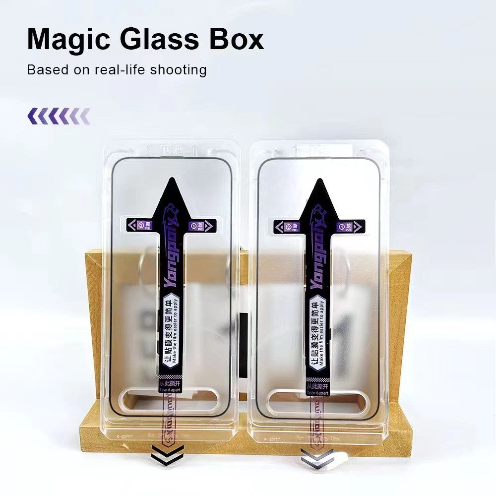 YONGPOLY For iPhone 13 / 13 Pro / 14 Tempered Glass Screen Protector Ultra Clear Film with Dust-Proof Net