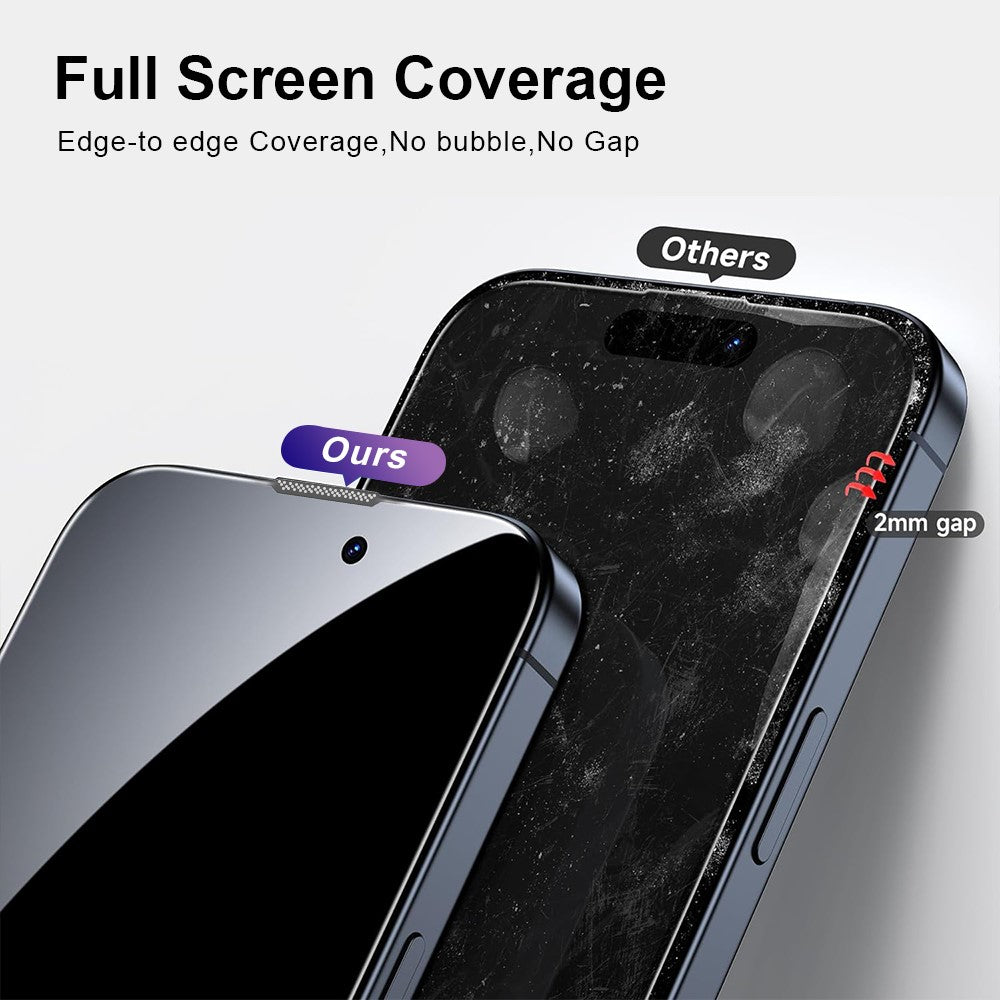 YONGPOLY For iPhone 13 / 13 Pro / 14 Tempered Glass Screen Protector Ultra Clear Film with Dust-Proof Net