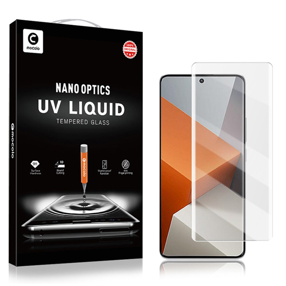 MOCOLO För Xiaomi Redmi Note 13 Pro+ 5G Härdat Glas UV Flytande Helskärmsskydd 3D Böjd Film
