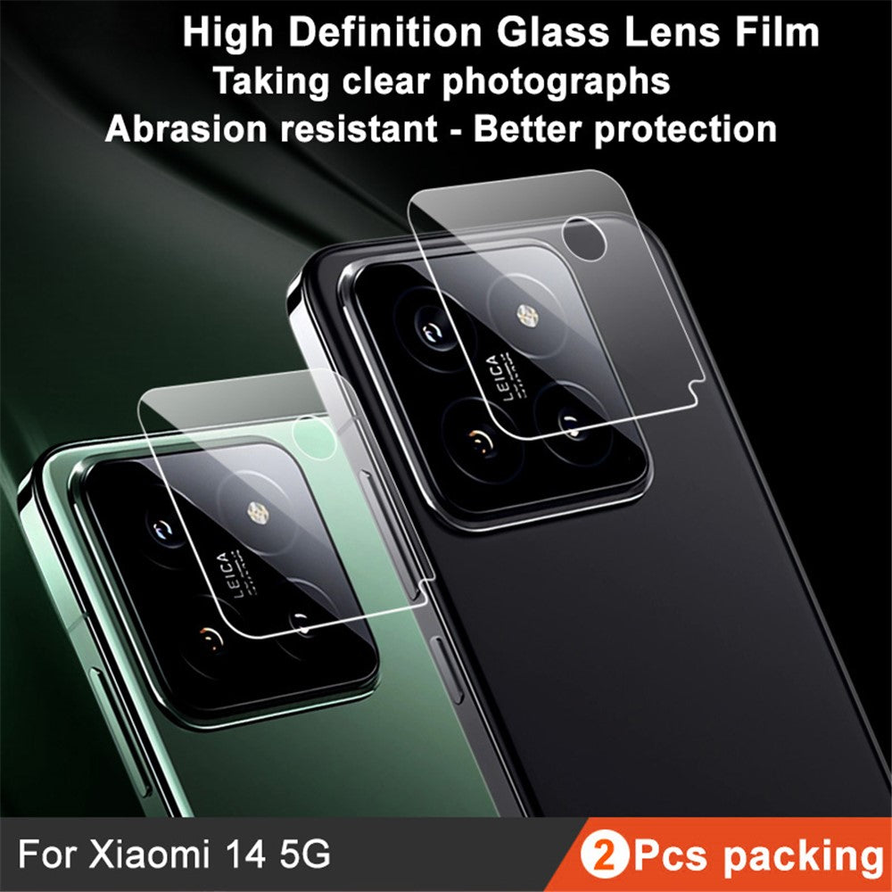 IMAK 2 st/set för Xiaomi 14 mobilmobil kameralinsfilm HD genomskinligt bakre linsskydd